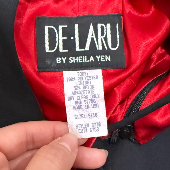 VTG DE-LARU Sheila Yen Y2K Long Black Red Formal Prom Dress Sz 2 4 Goth Grunge - Picture 6 of 12